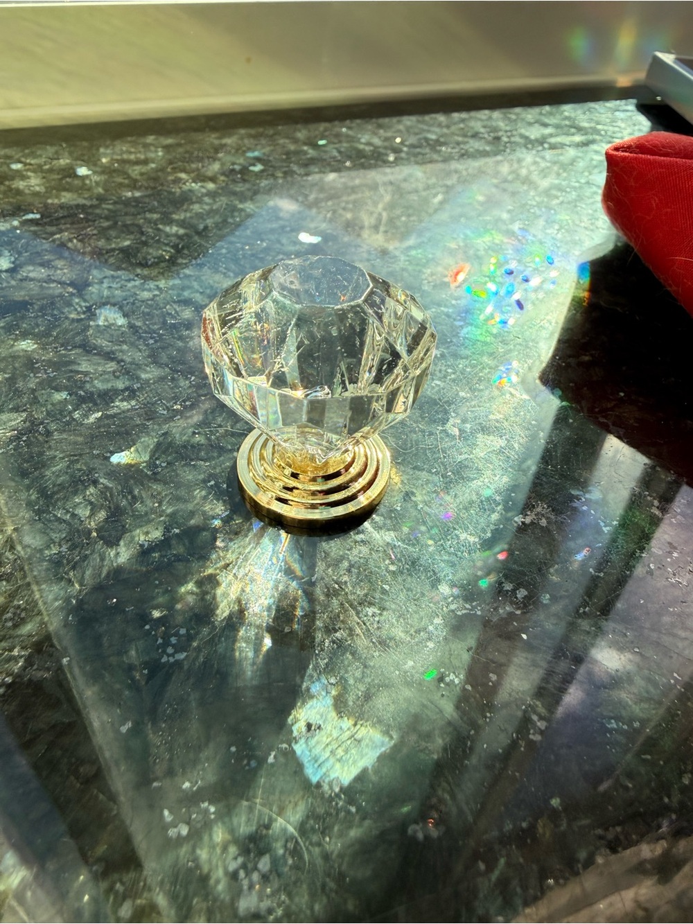 Faceted Clear & Gold Decorative drawer knobs
